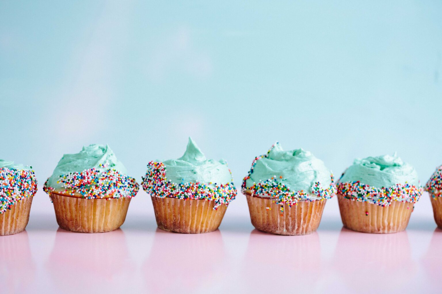 Blue cupcakes with sprinkles