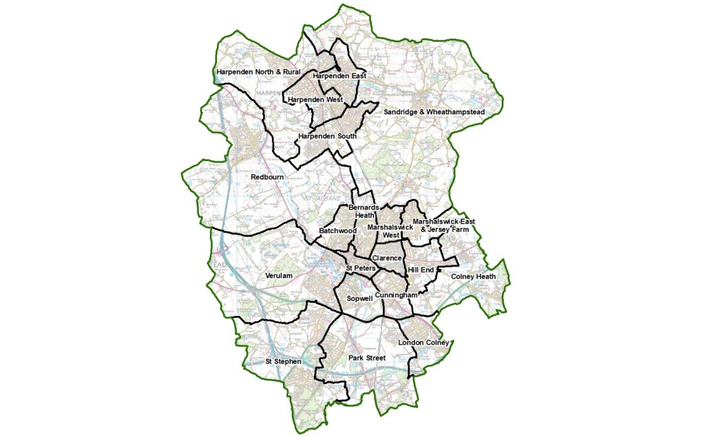 The St Albans District map