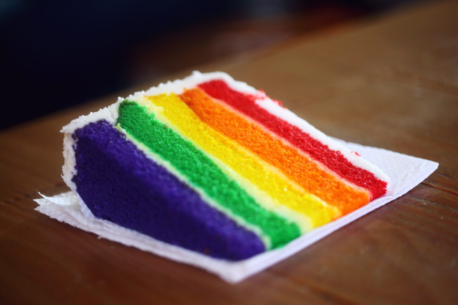 Rainbow cake depicting pride flag made for Youth Talk